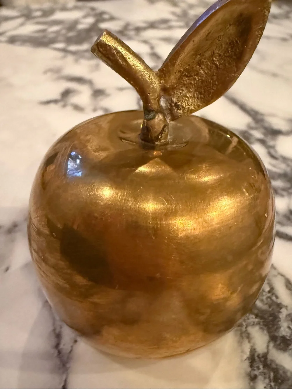 Vintage Mid-Century Solid Brass Apple Bell Accent Decor